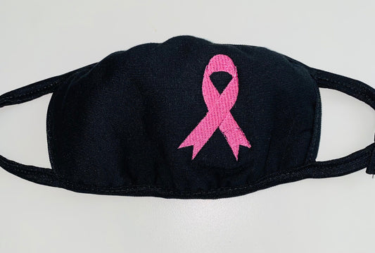 Embroidered Breast Cancer Awareness Face Mask: Pink Ribbon