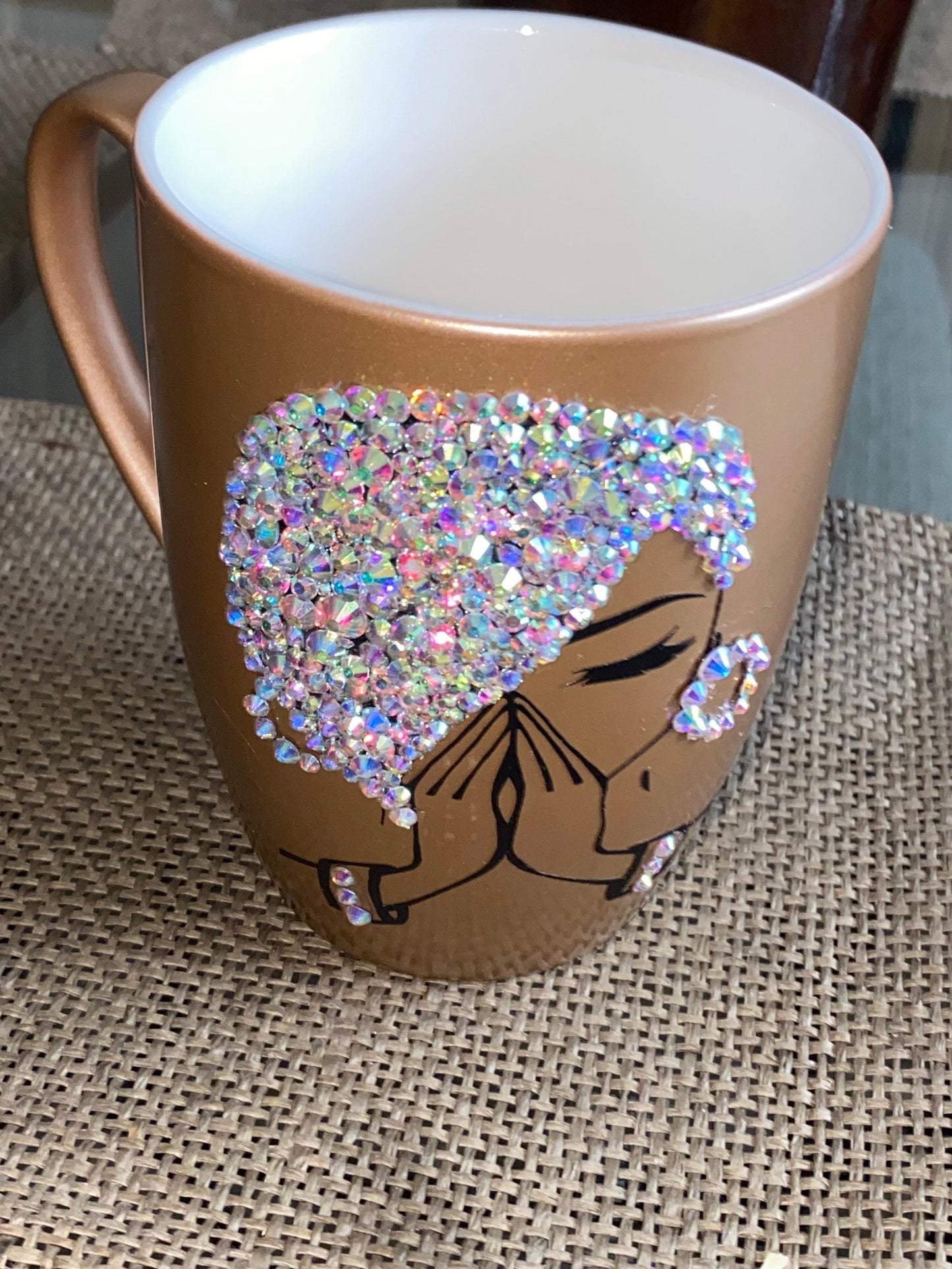 Bling Praying Woman Coffee Mug 10 0Z