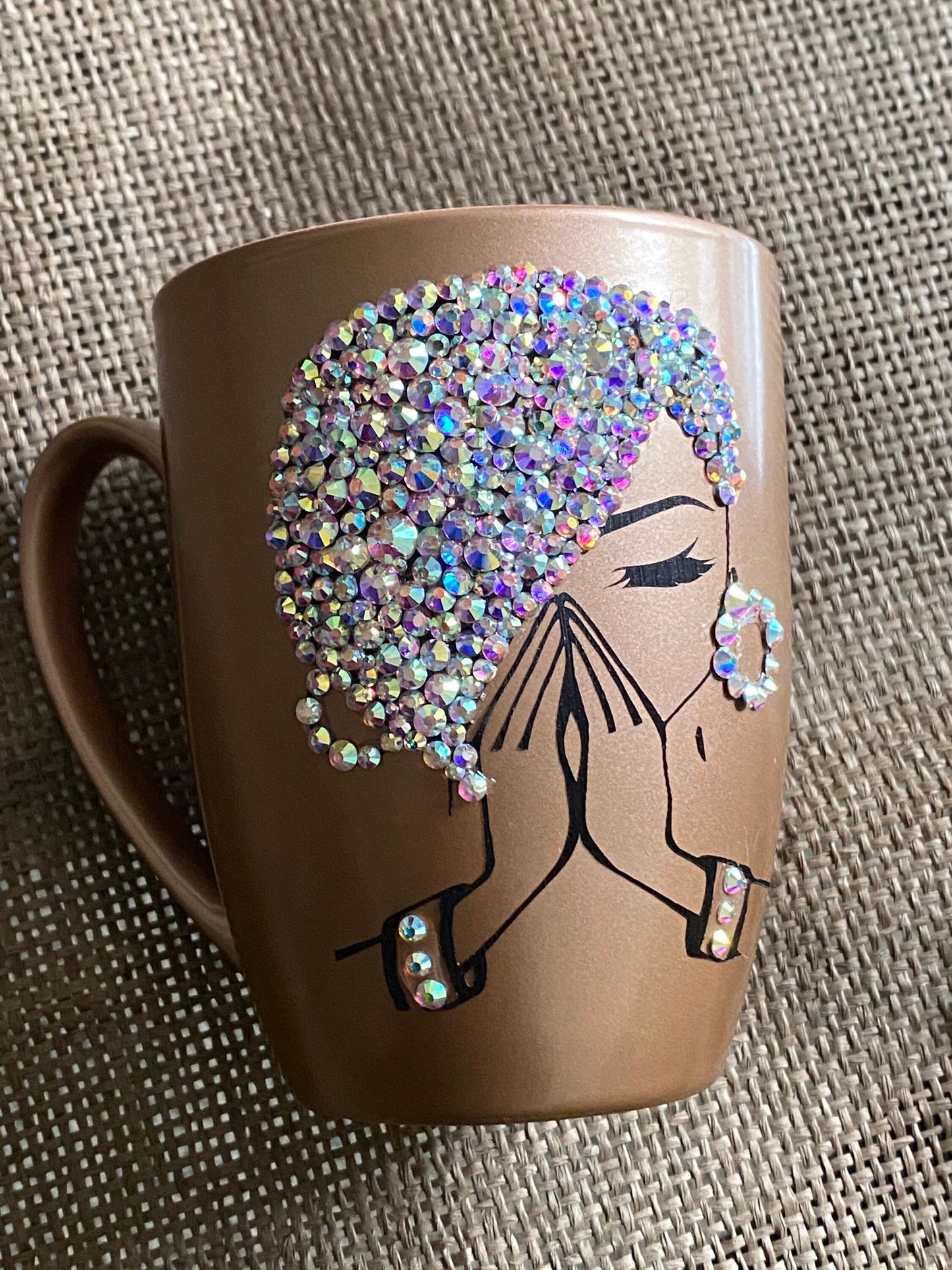 Bling Praying Woman Coffee Mug 10 0Z