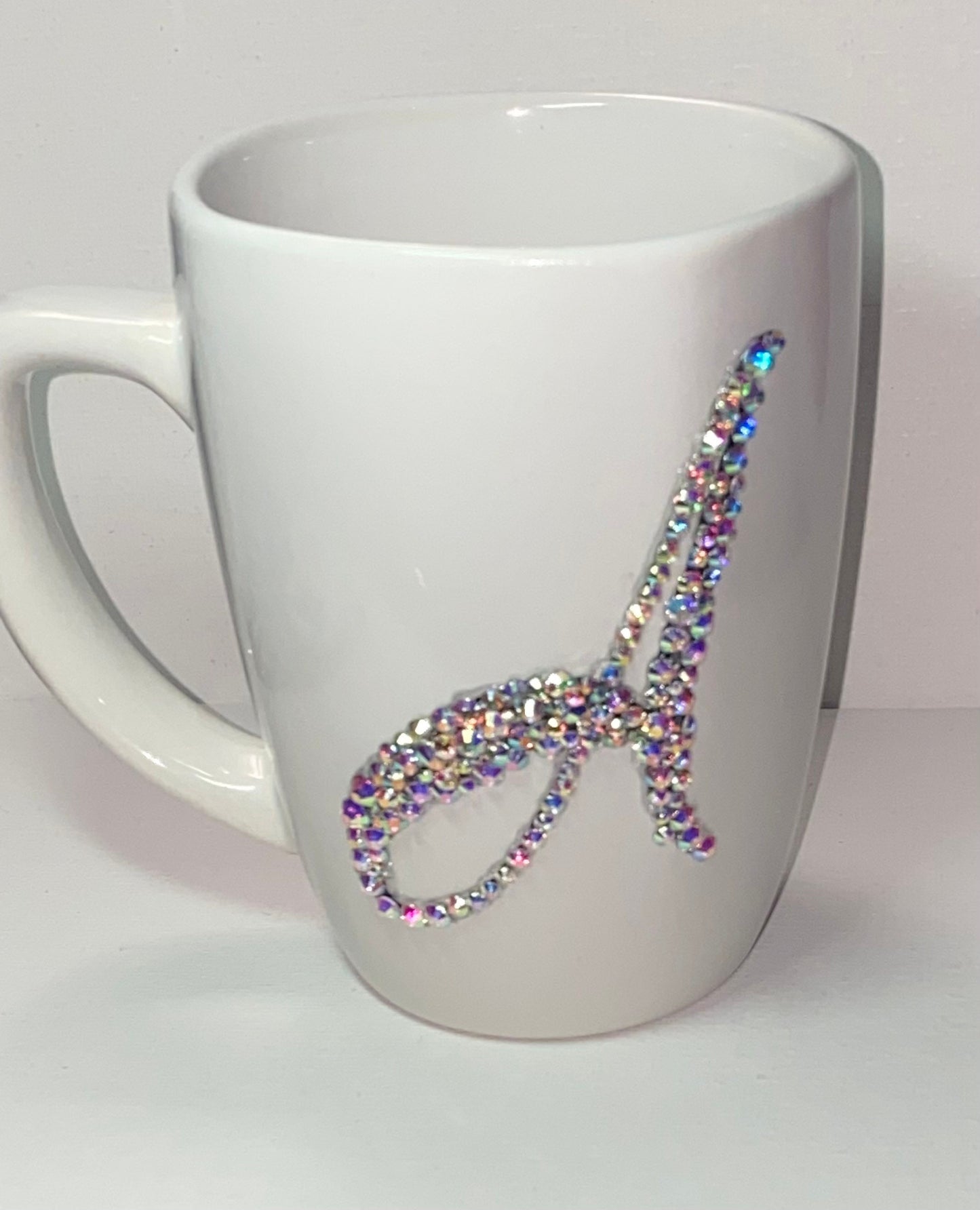 Rhinestoned Initial Coffee 12oz Mug (Personalized)