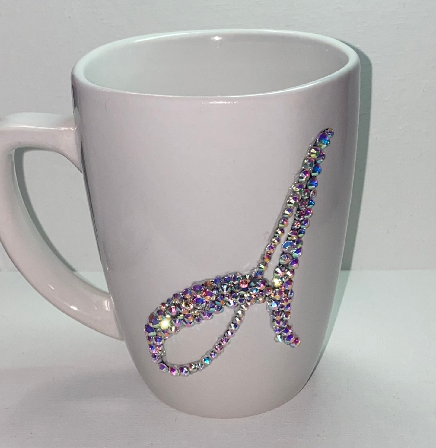 Rhinestoned Initial Coffee 12oz Mug (Personalized)