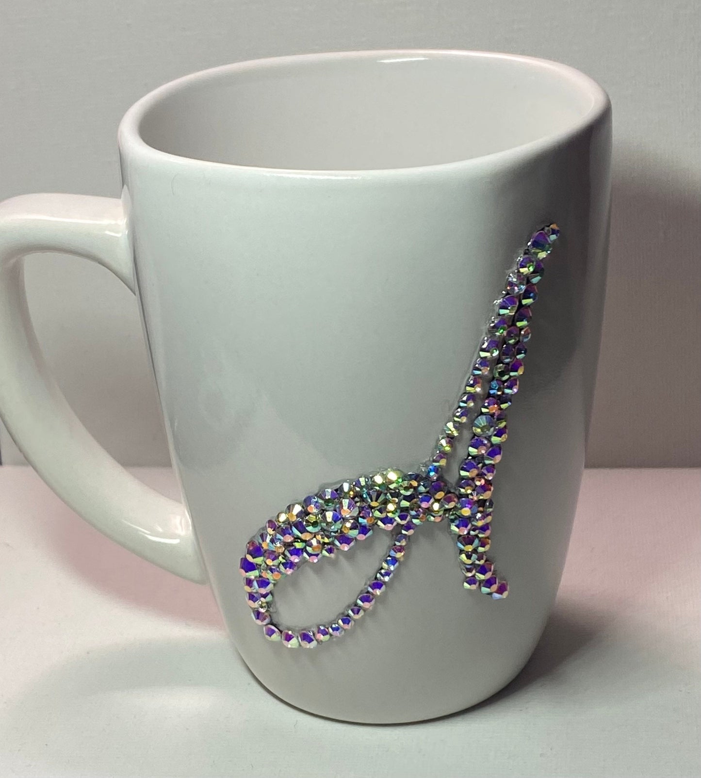 Rhinestoned Initial Coffee 12oz Mug (Personalized)