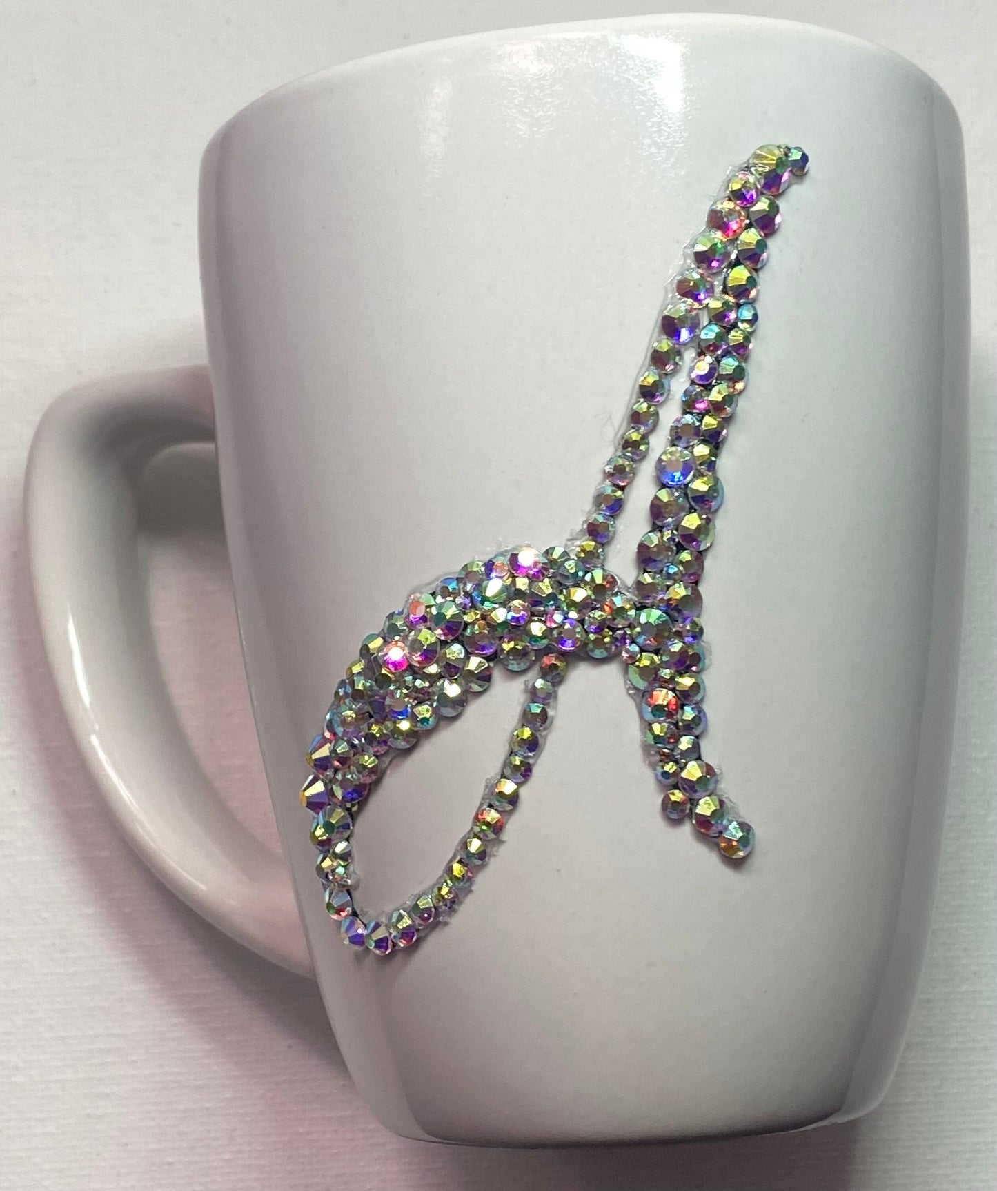 Rhinestoned Initial Coffee 12oz Mug (Personalized)