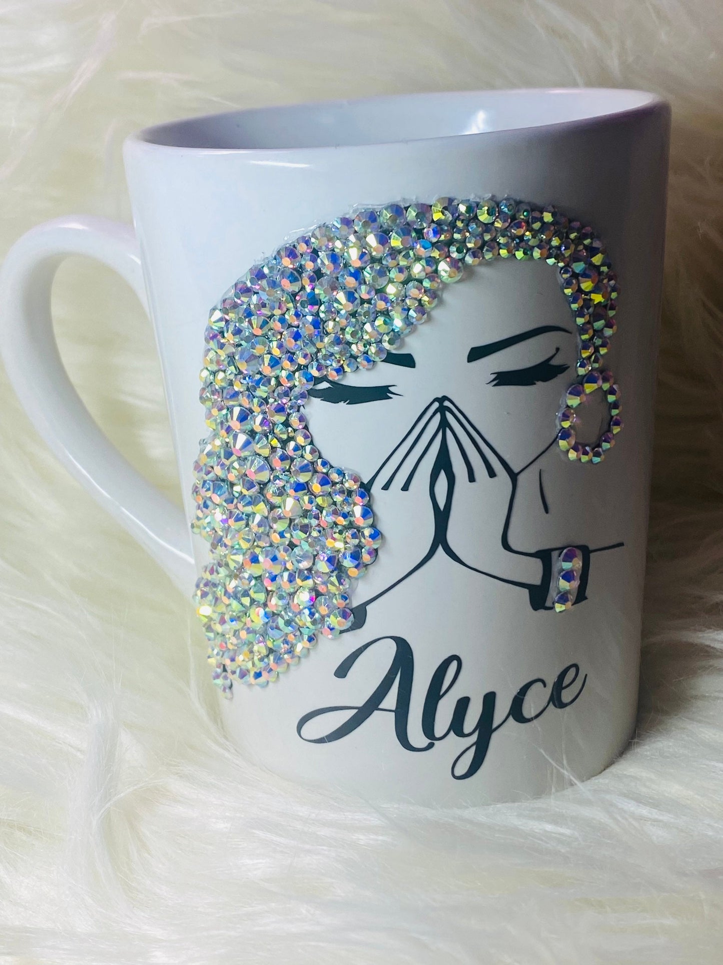 Bling Praying Woman Coffee Mug: Personalized Christian Gift