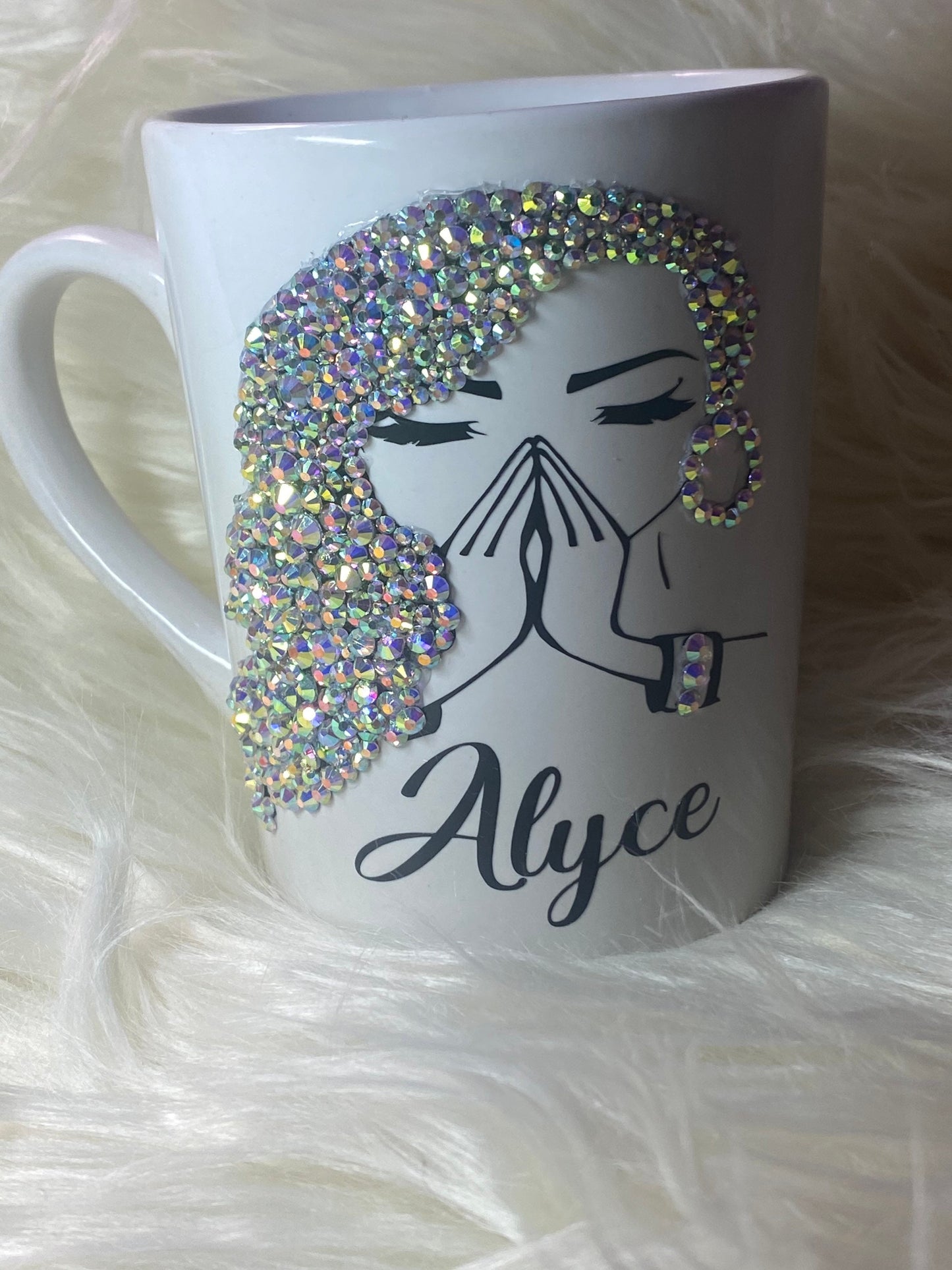 Bling Praying Woman Coffee Mug: Personalized Christian Gift