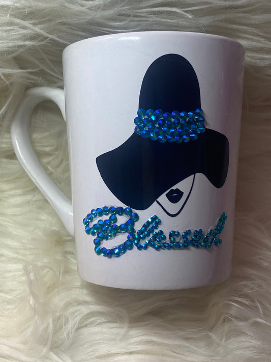 Bling Praying Woman Mug: Rhinestone Christian Gift, 14oz