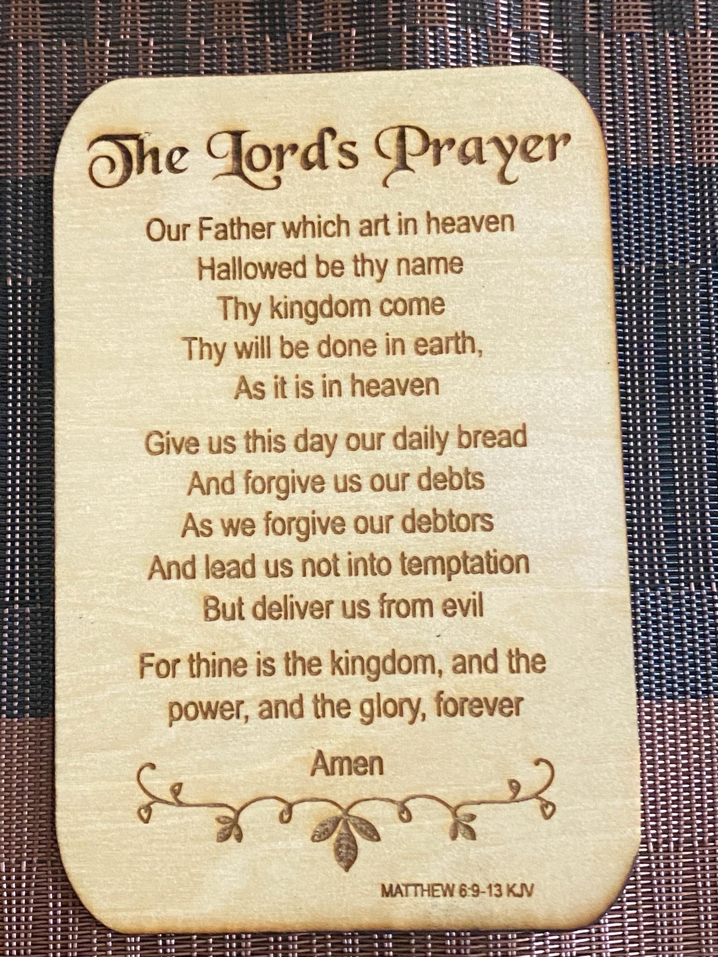 Lord's Prayer Wooden Thin Plaque Description