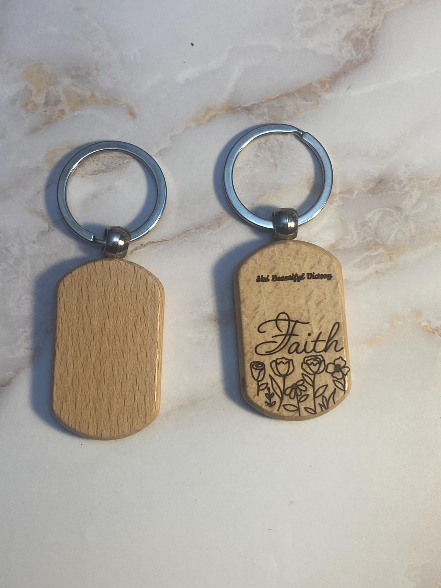 Personalized Laser Engraved Wooden Keychain: Christian Faith Gift