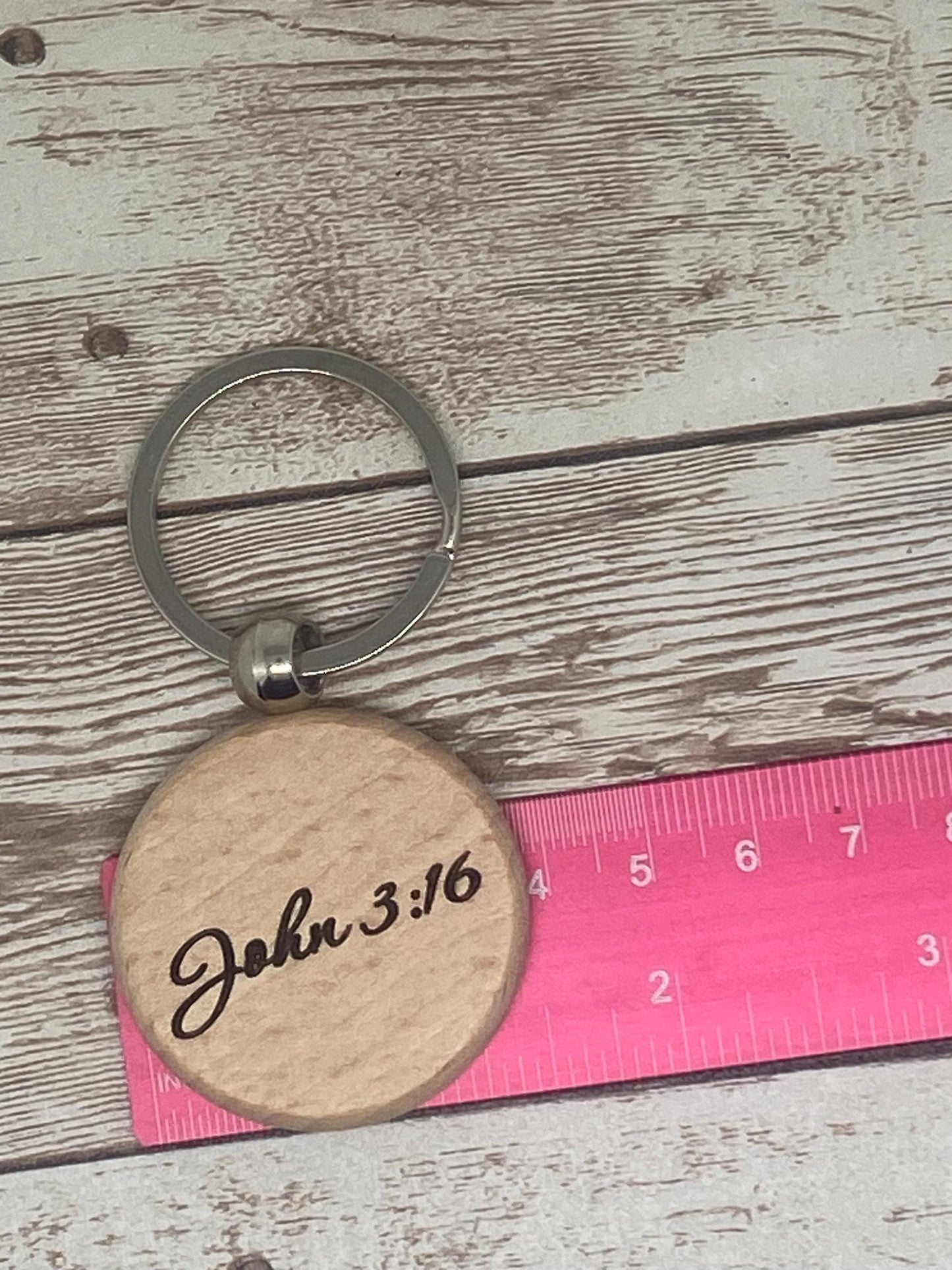 John 3:16 Christian Wooden Keychain, Engraved Religious Themed Wood Keychain, Personalized Christian Gift