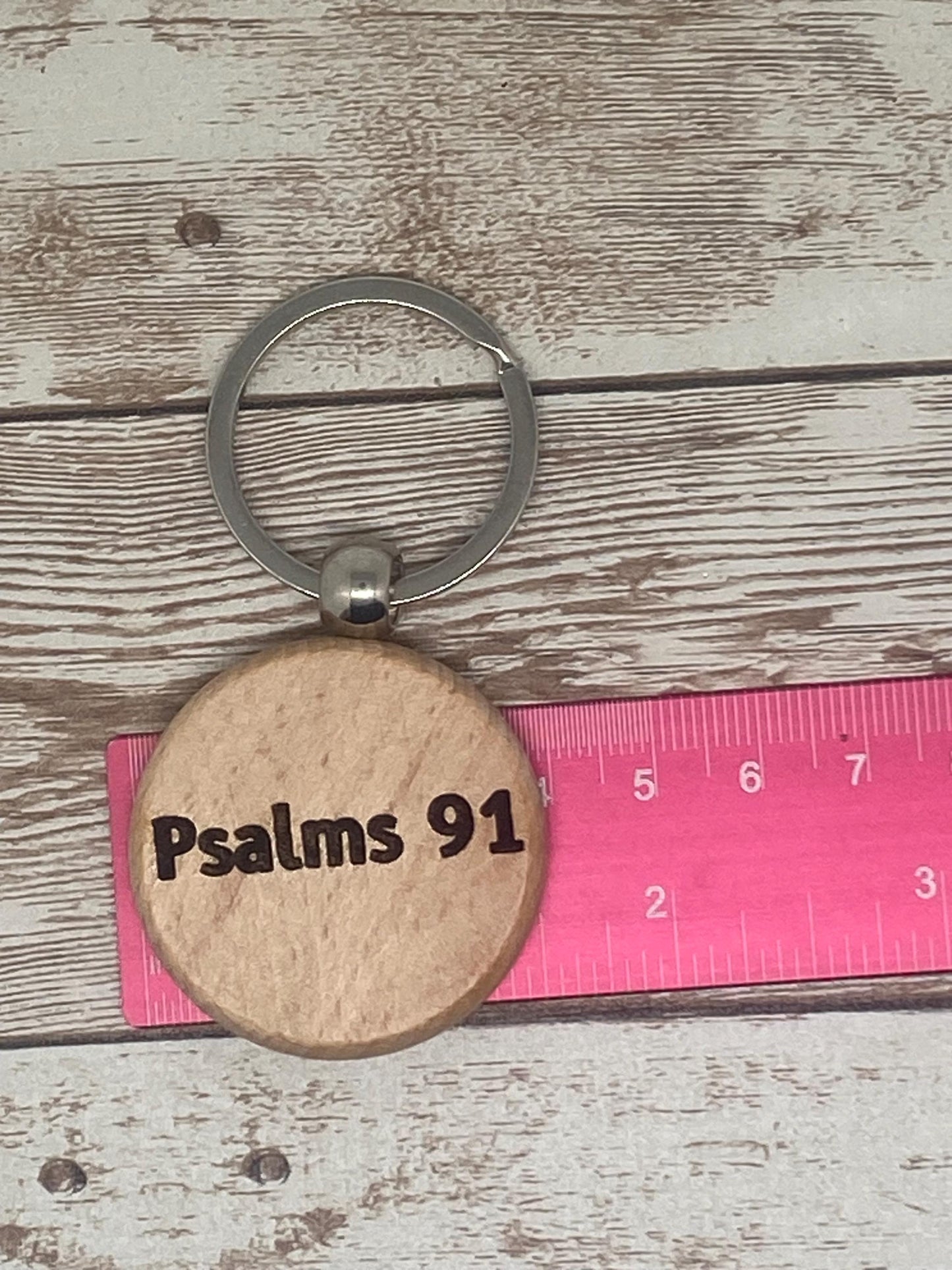 Custom Engraved Psalms 91 Wooden Keychain: Christian Gift