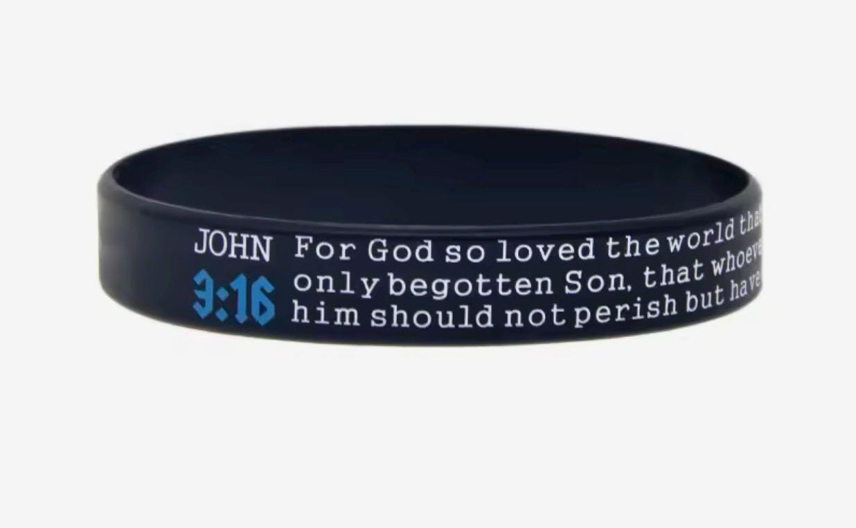 John 3:16 Silicone Christian Wristband - Bible Verse