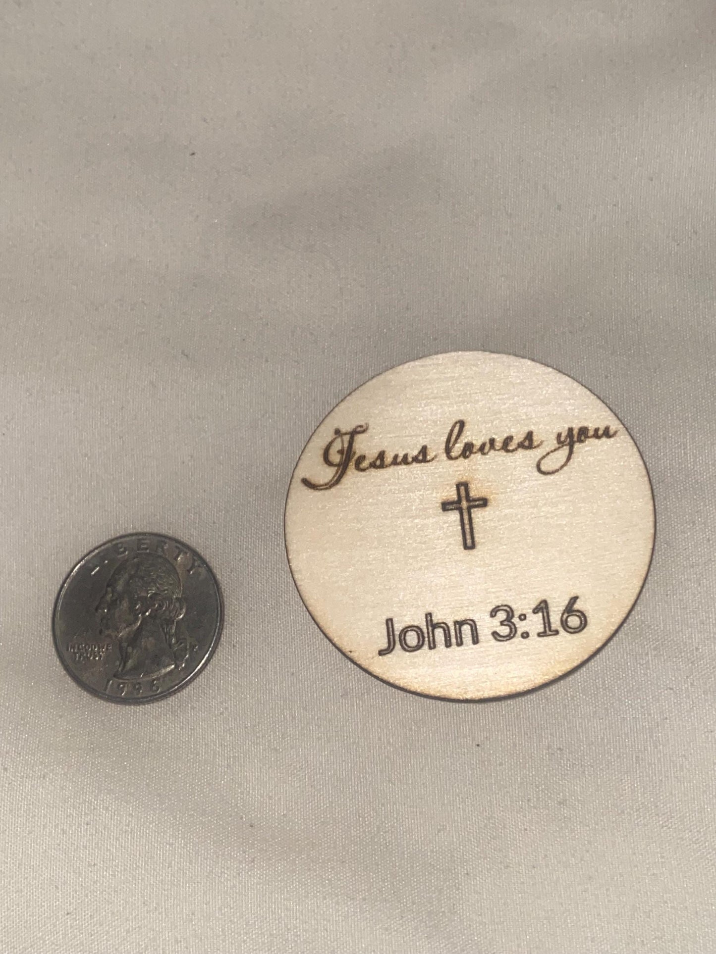 Jesus Loves You John 3:16 Red Heart Faith Tokens