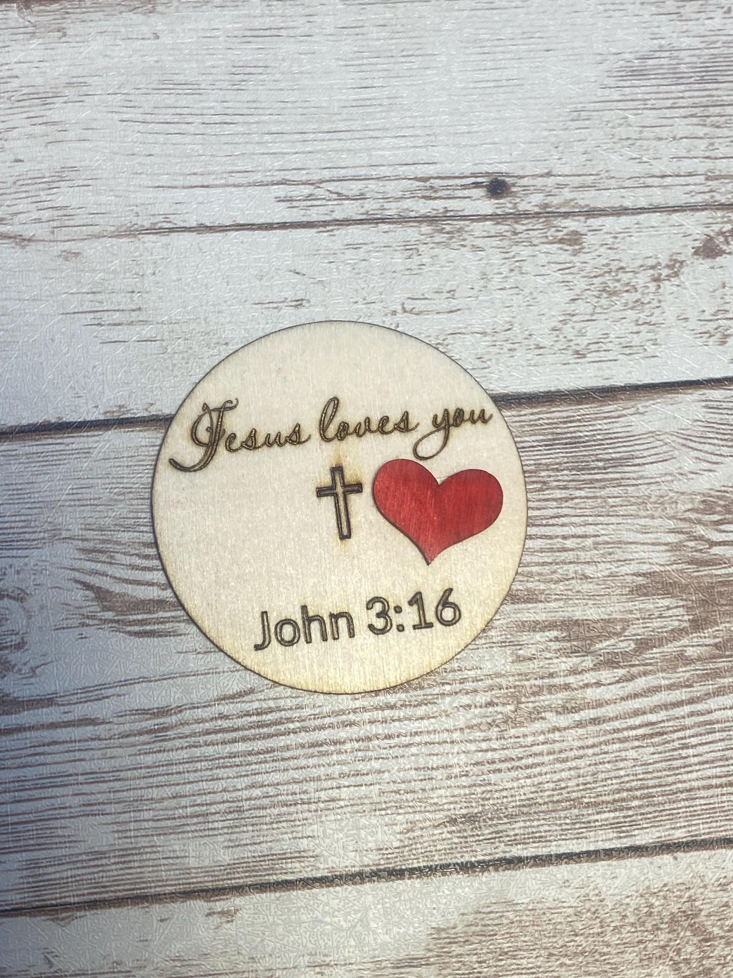 Jesus Loves You John 3:16 Red Heart Faith Tokens