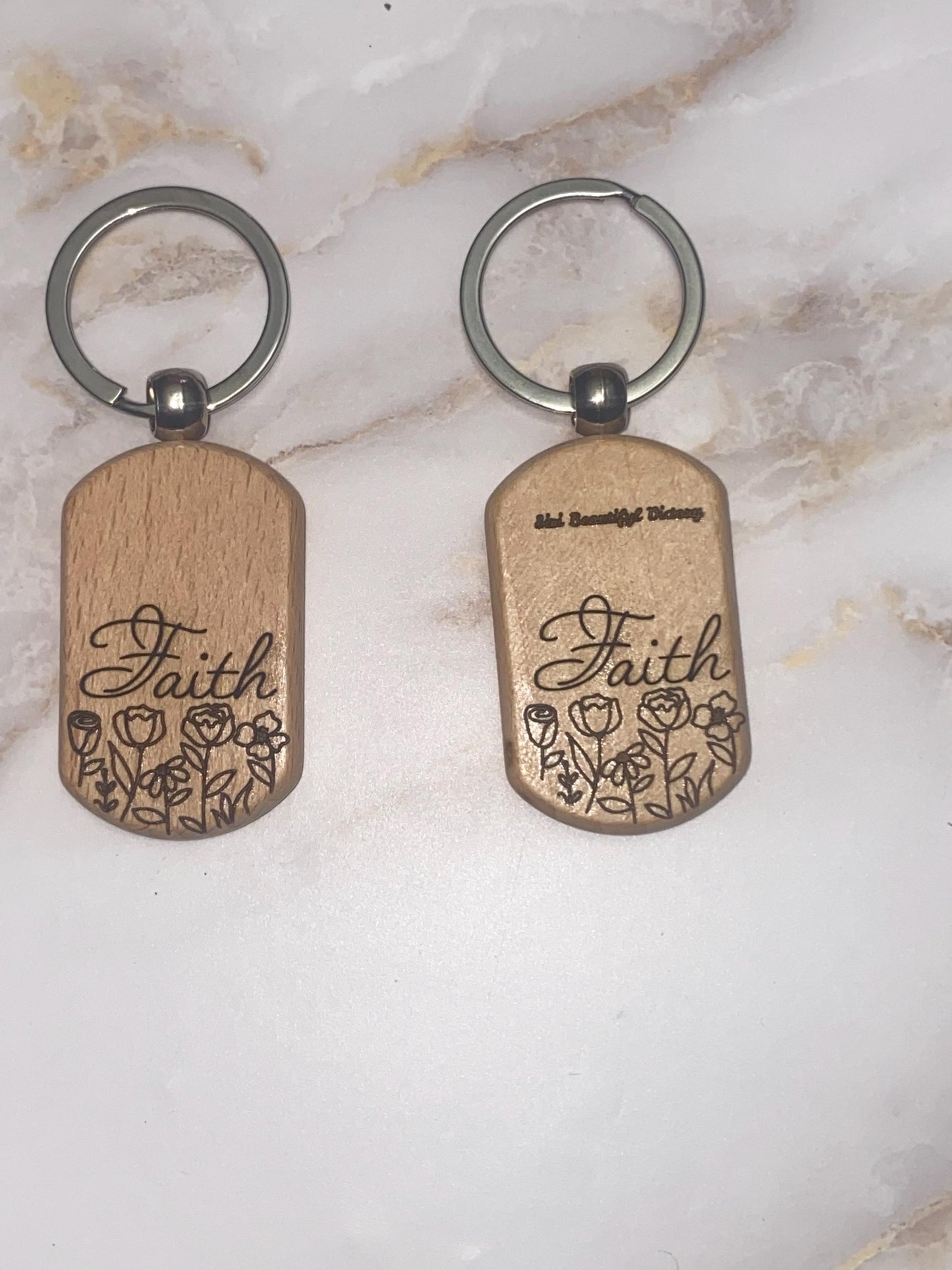 Personalized Laser Engraved Wooden Keychain: Christian Faith Gift