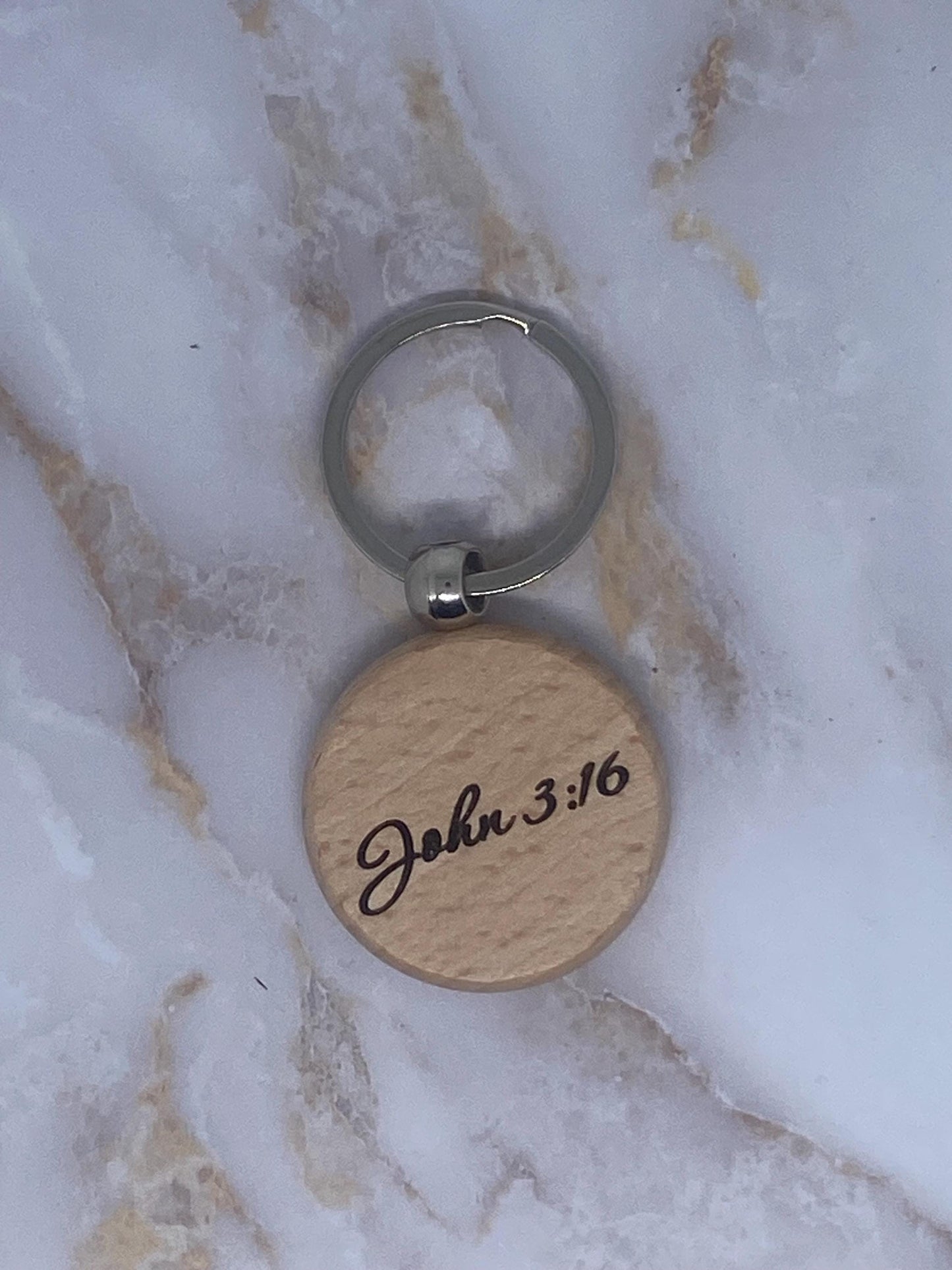 John 3:16 Christian Wooden Keychain, Engraved Religious Themed Wood Keychain, Personalized Christian Gift