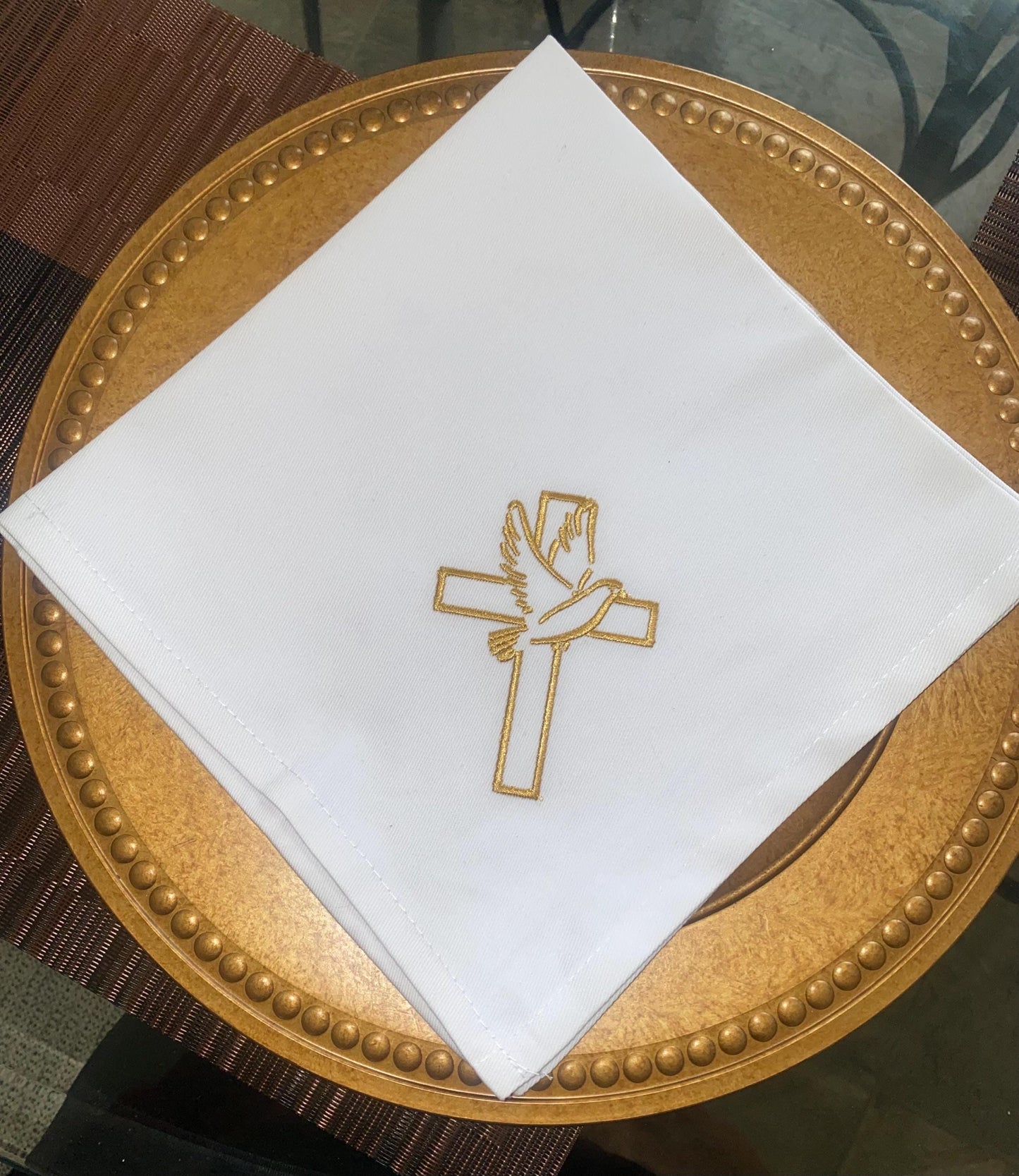Resurrection Sunday Dove and Cross Dinner Napkin