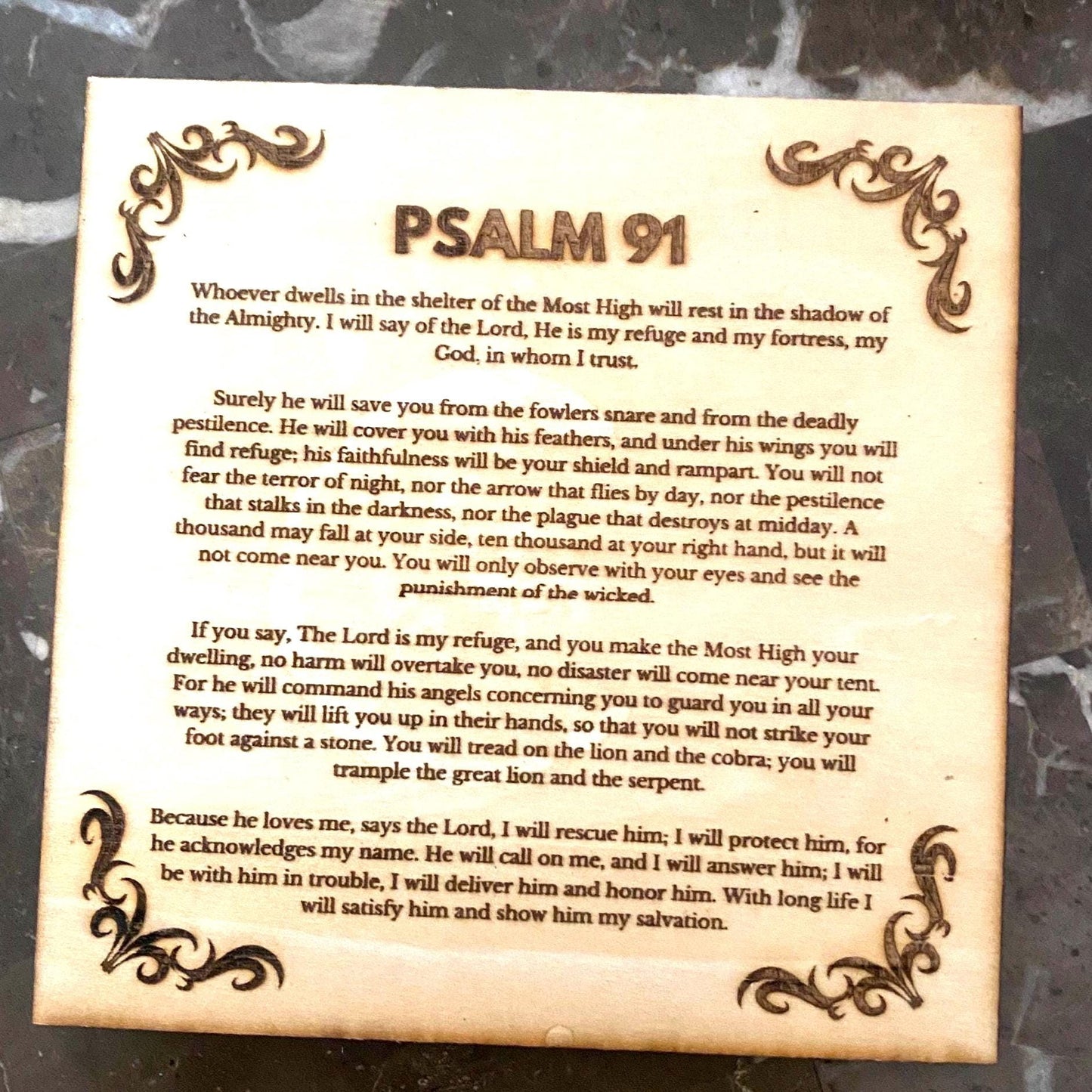 Psalm 91 Wood Laser Engraved Plaque – Serenity and Strength for Your Home