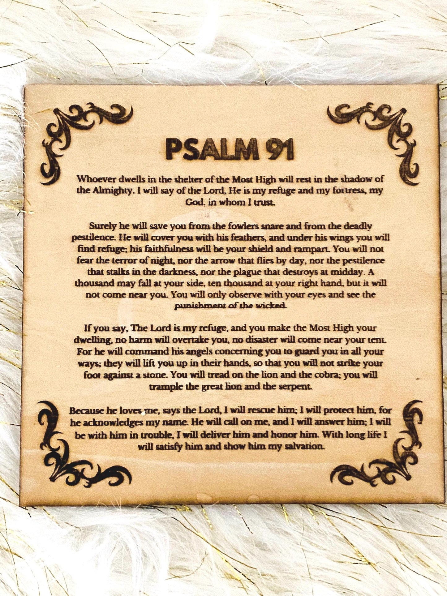 Psalm 91 Wood Laser Engraved Plaque – Serenity and Strength for Your Home
