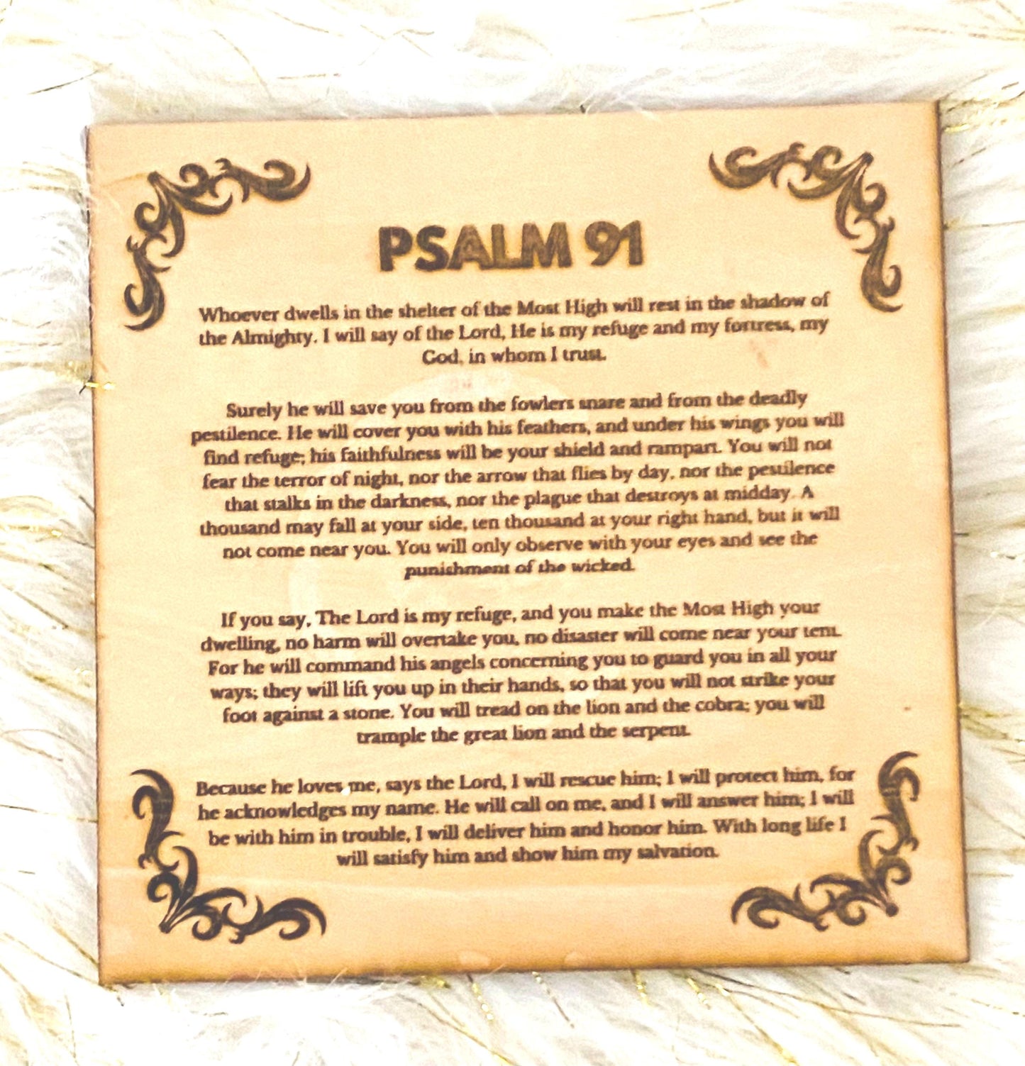Psalm 91 Wood Laser Engraved Plaque – Serenity and Strength for Your Home