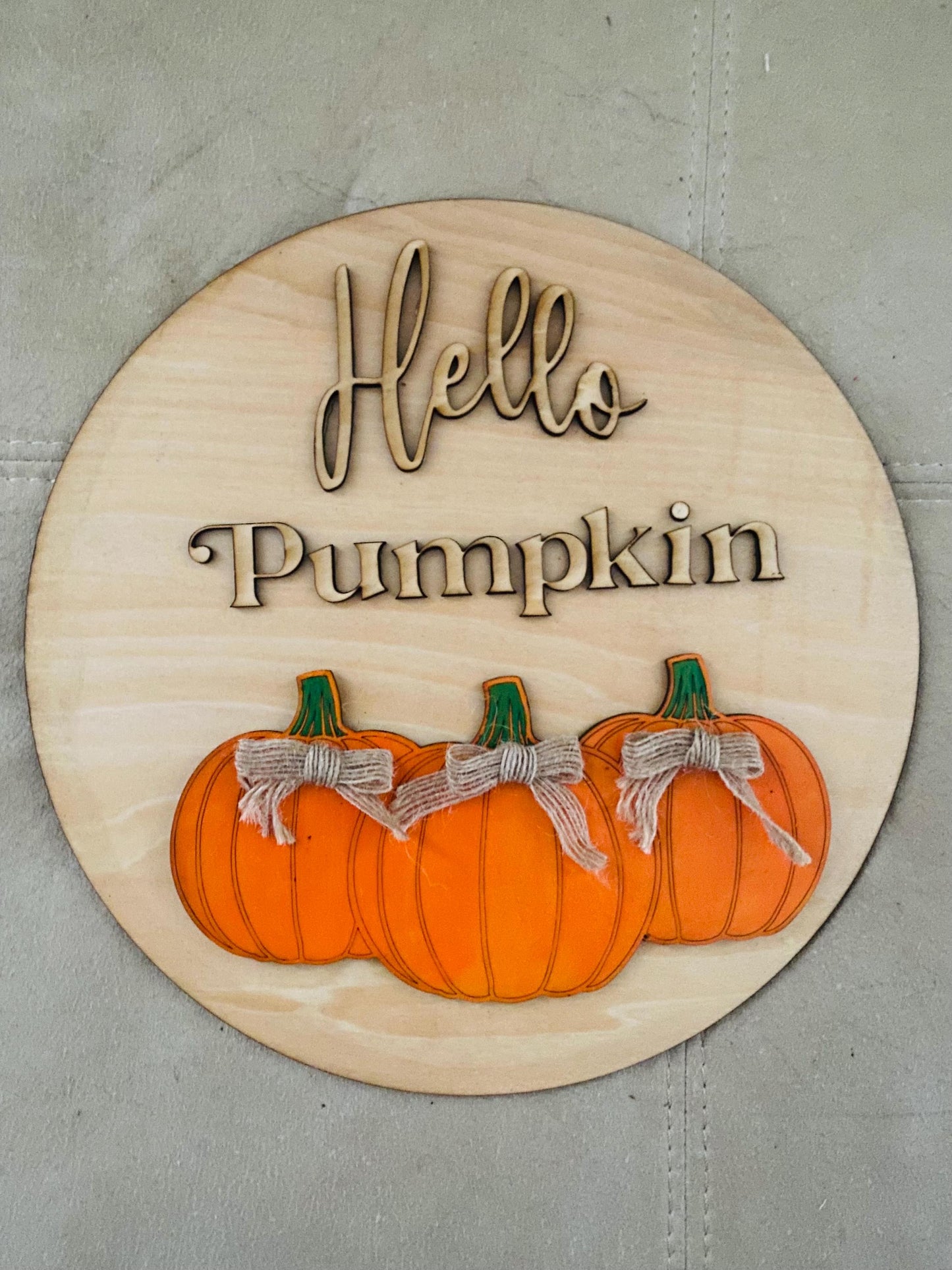 Personalized 3D Wood Laser Engraved Plaque- “Hello Pumpkin”