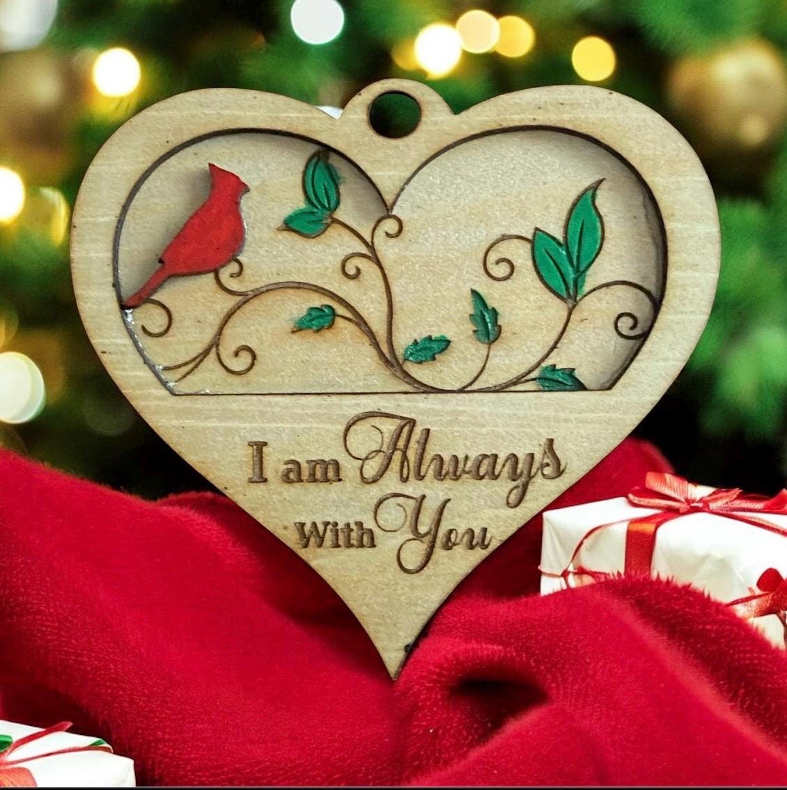 Personalized Memorial Cardinal Ornament: Engraved Wood Keepsake
