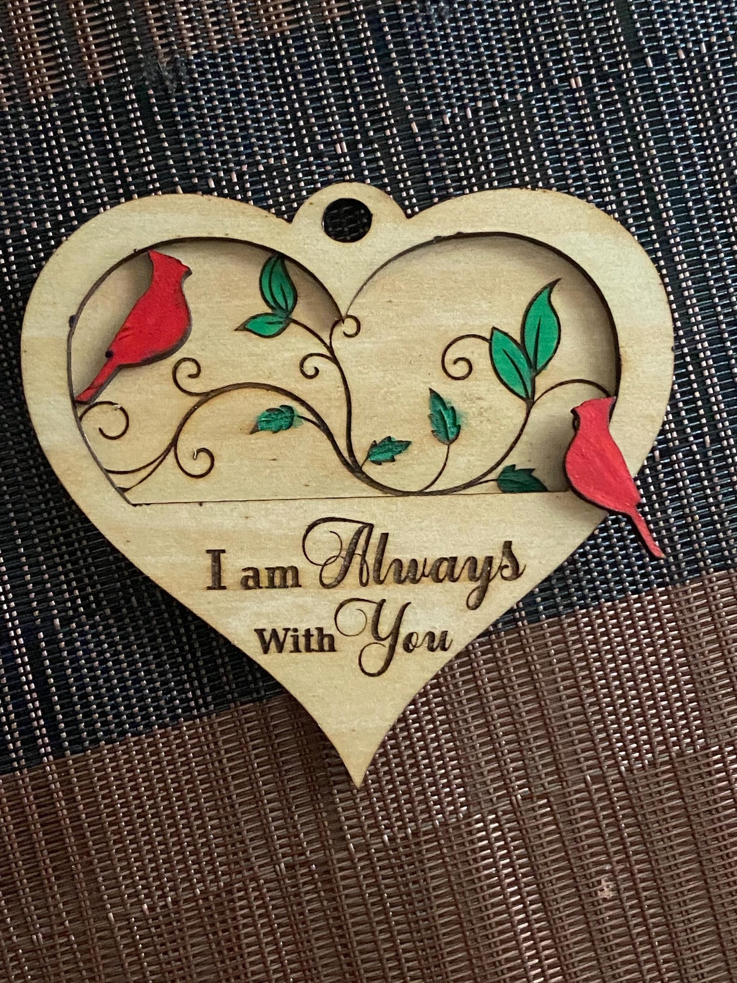 Personalized Memorial Cardinal Ornament: Engraved Wood Keepsake