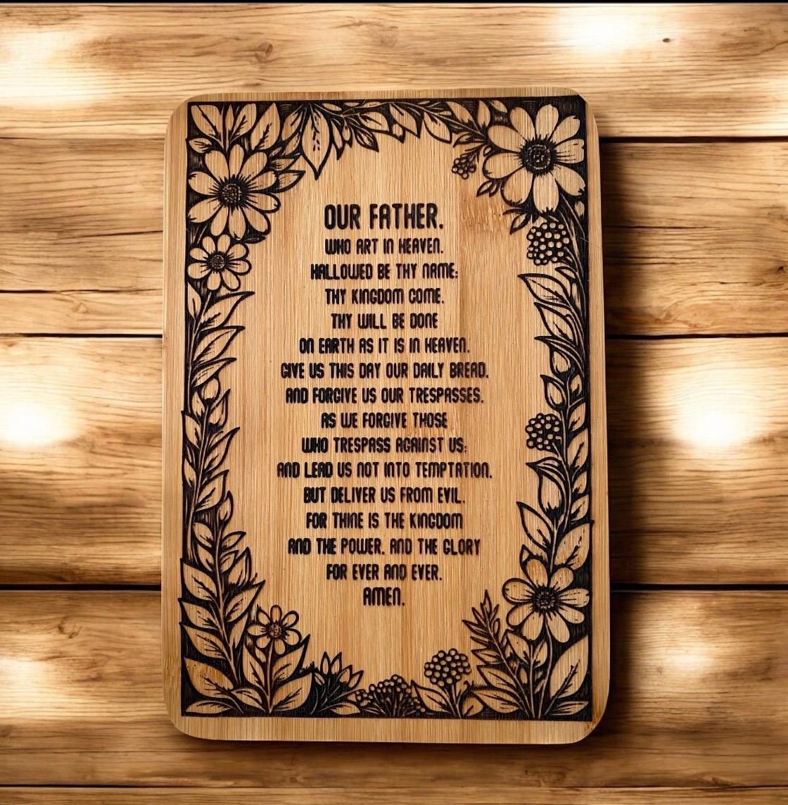 The Lord’s Prayer Laser Engraved Charcuterie Board