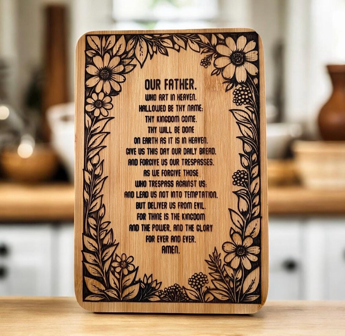 The Lord’s Prayer Laser Engraved Charcuterie Board