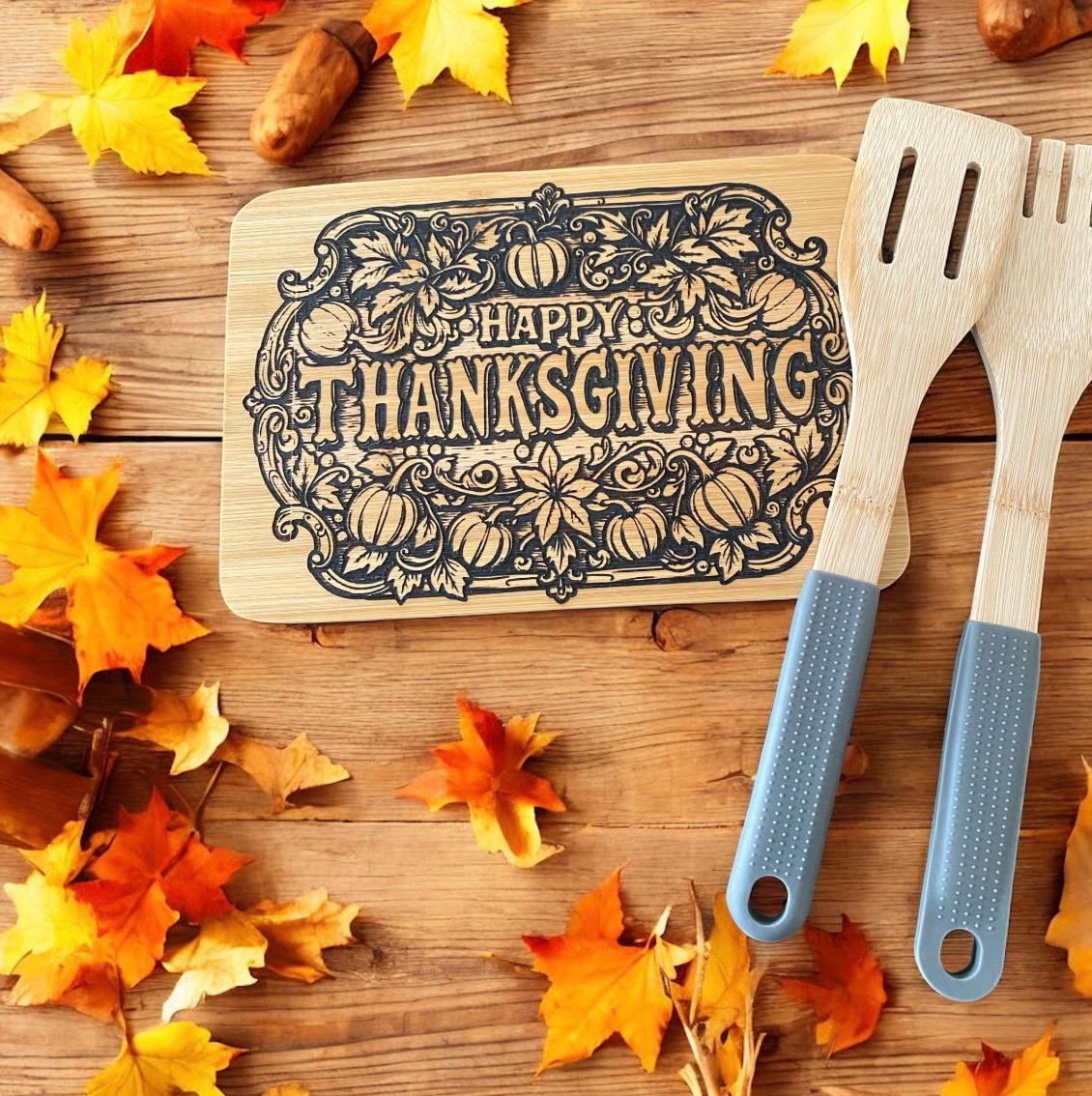 Thanksgiving Laser Engraved Charcuterie Board