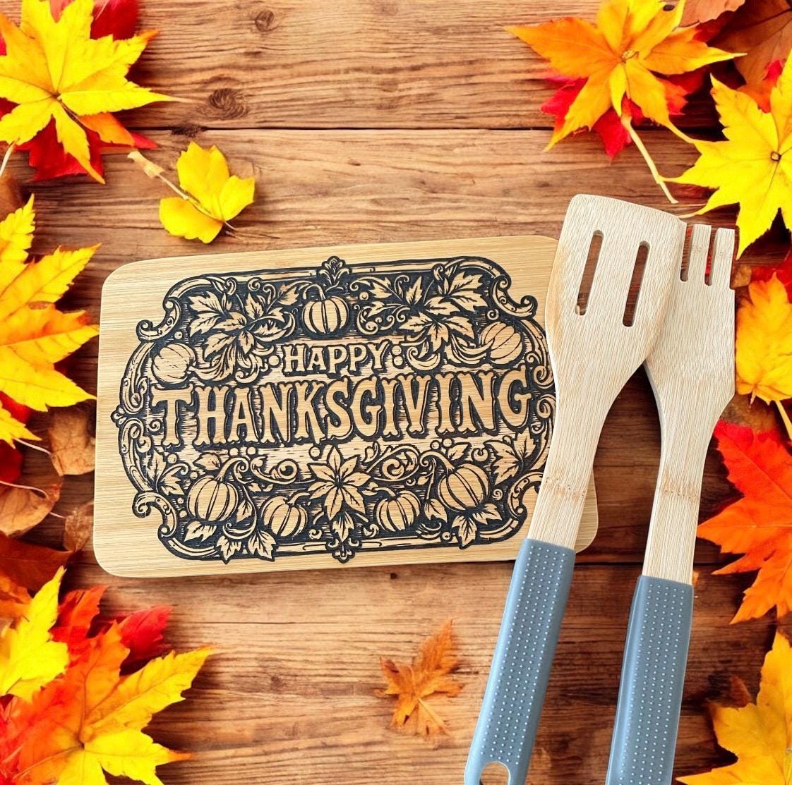 Thanksgiving Laser Engraved Charcuterie Board